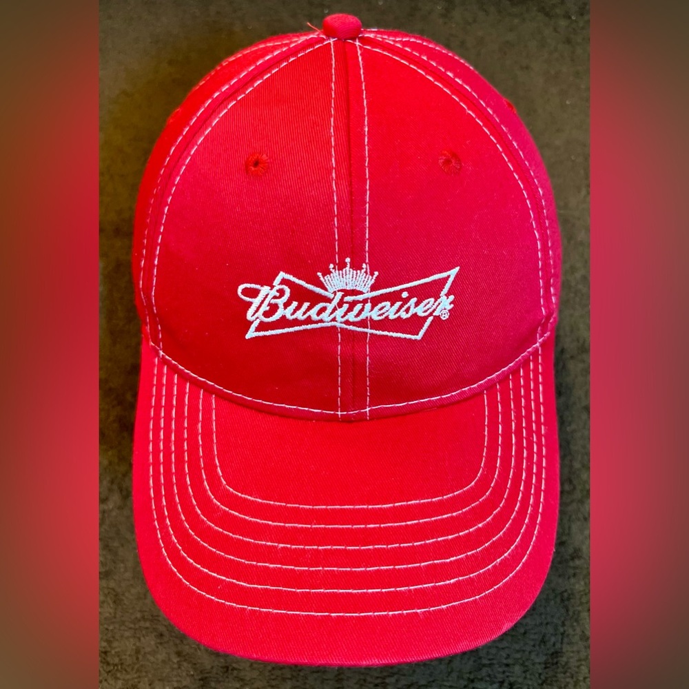 Budweiser Embroidered Red Baseball Hat Cap Unisex Strapback Adjustable